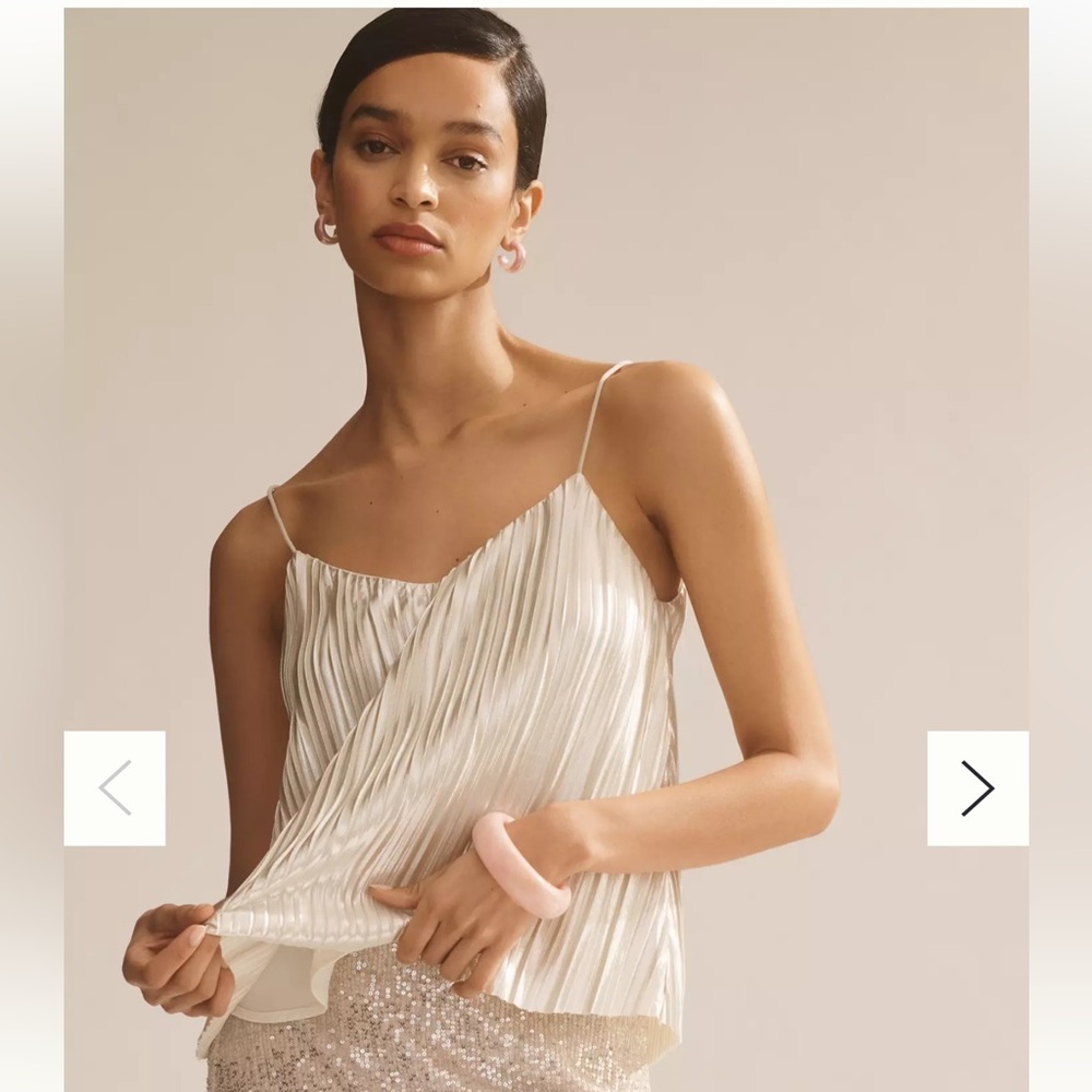 Anthropologie 4SI3NNA Metallic Pleated Cami Size XL